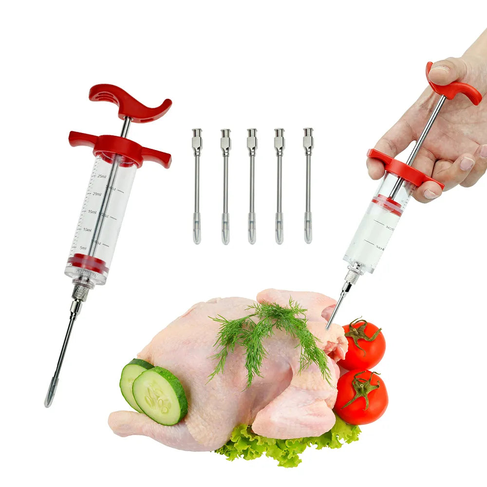 Syringe Marinade Injector with Stainless Steel Needles Turkey Chicken Syringe Sauce Injection