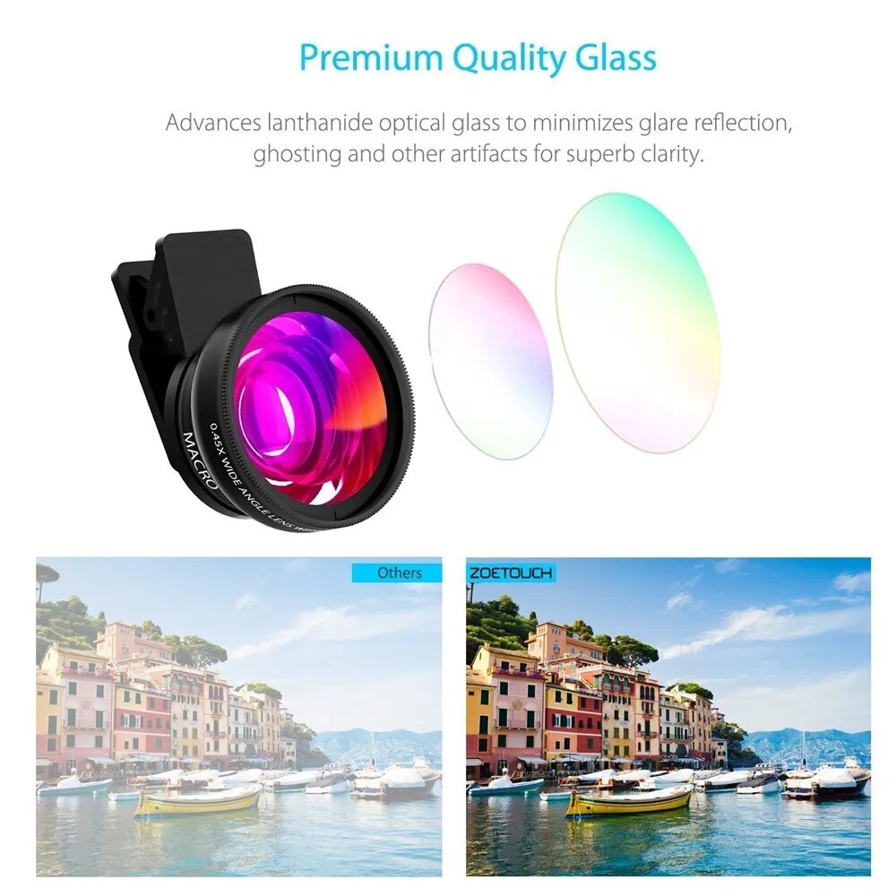 Mobile Phone Lens 0.45x Super Wide Angle 12.5x Macro HD Camera Lens For iPhone 12 11 8 7 6 XS Samsung Tongdaytech