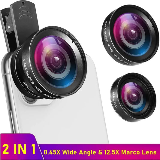 Mobile Phone Lens 0.45x Super Wide Angle 12.5x Macro HD Camera Lens For iPhone 12 11 8 7 6 XS Samsung Tongdaytech