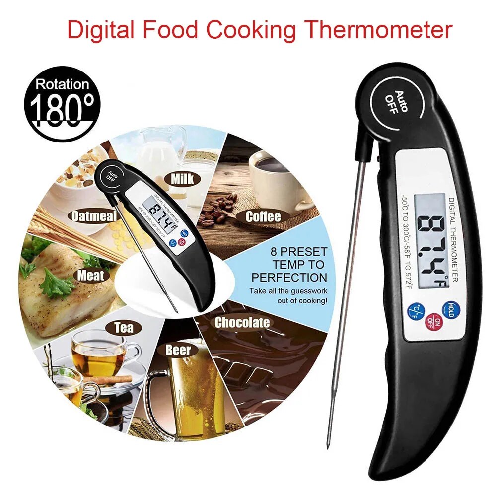 Digital BBQ Thermometer Foldable Electronic Food Cooking Meat Probe Water Milk Kitchen Oven Thermometer Tools