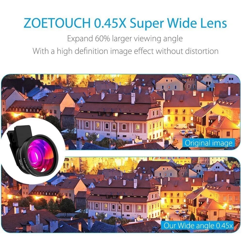 Mobile Phone Lens 0.45x Super Wide Angle 12.5x Macro HD Camera Lens For iPhone 12 11 8 7 6 XS Samsung Tongdaytech