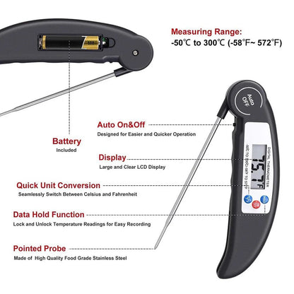 Digital BBQ Thermometer Foldable Electronic Food Cooking Meat Probe Water Milk Kitchen Oven Thermometer Tools