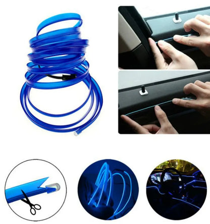 1M/2M/3M/5M Car Accessories Interior Decorative Lighting Auto Led Strip Tape El Wire 12V Neon Ambient Lights Car