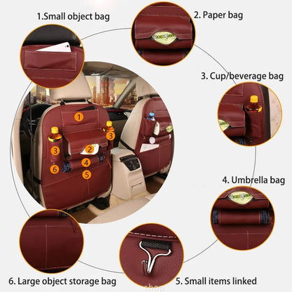 Car Seat Storage Box Leather Convenience Net Bag Phone Holder Pocket Multi Pocket Organizer Car Accessories Shopping cart seat