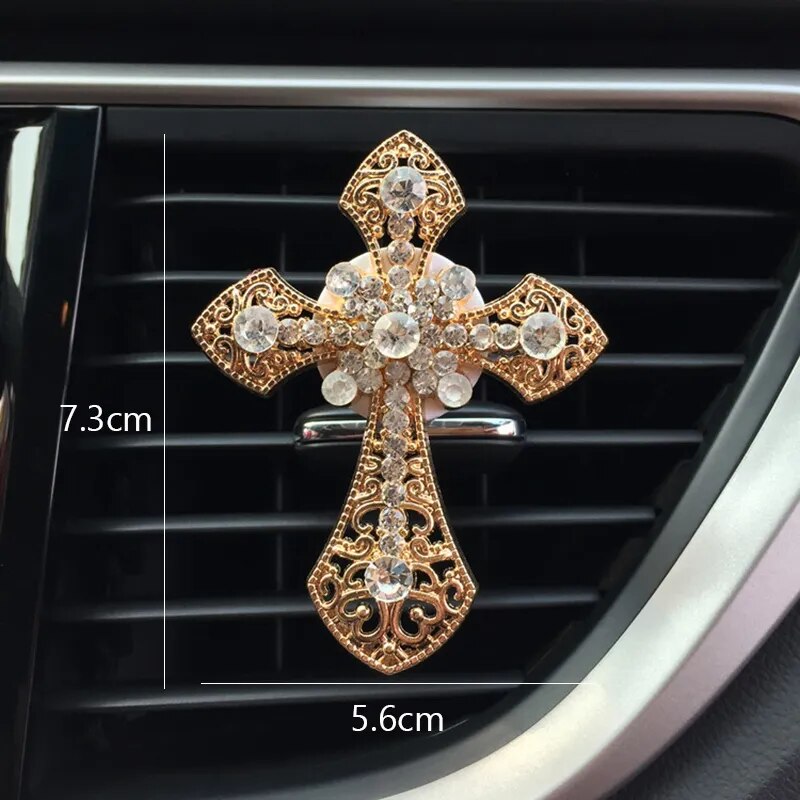 Car Air Freshener Diamond Cross Vent Clip Car Accessories