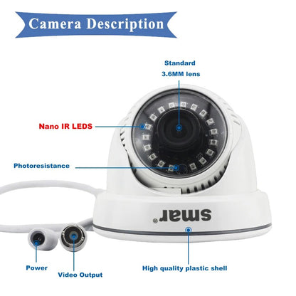 Indoor Home Security Camera With 18pcs Nano IR Led Night Vision Day & Night Surveillance Smar AHD camera 1080P 720P