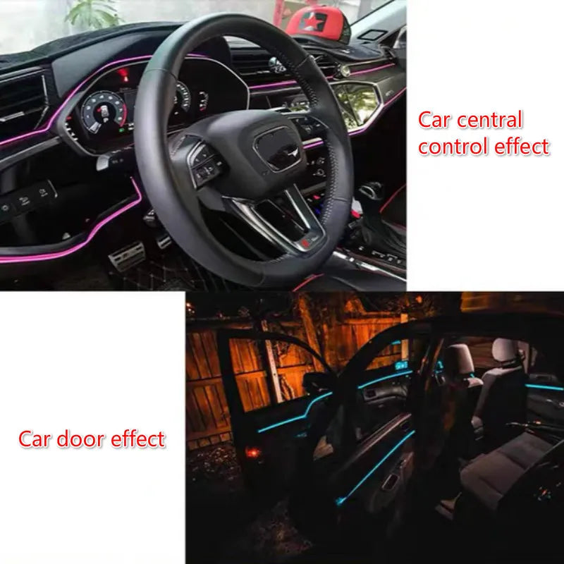 1M/2M/3M/5M Car Accessories Interior Decorative Lighting Auto Led Strip Tape El Wire 12V Neon Ambient Lights Car