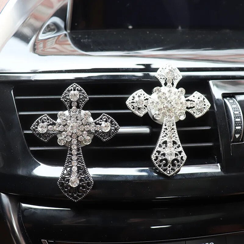 Car Air Freshener Diamond Cross Vent Clip Car Accessories