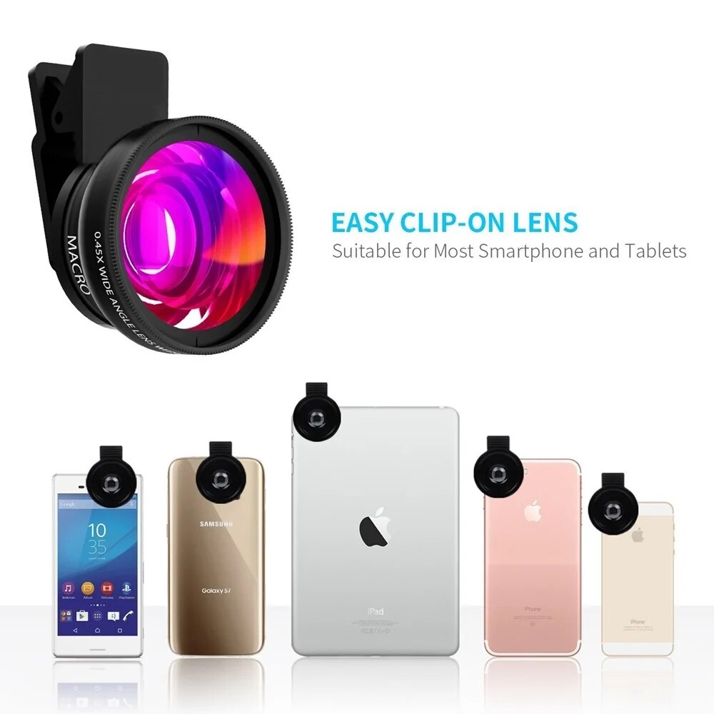 Mobile Phone Lens 0.45x Super Wide Angle 12.5x Macro HD Camera Lens For iPhone 12 11 8 7 6 XS Samsung Tongdaytech