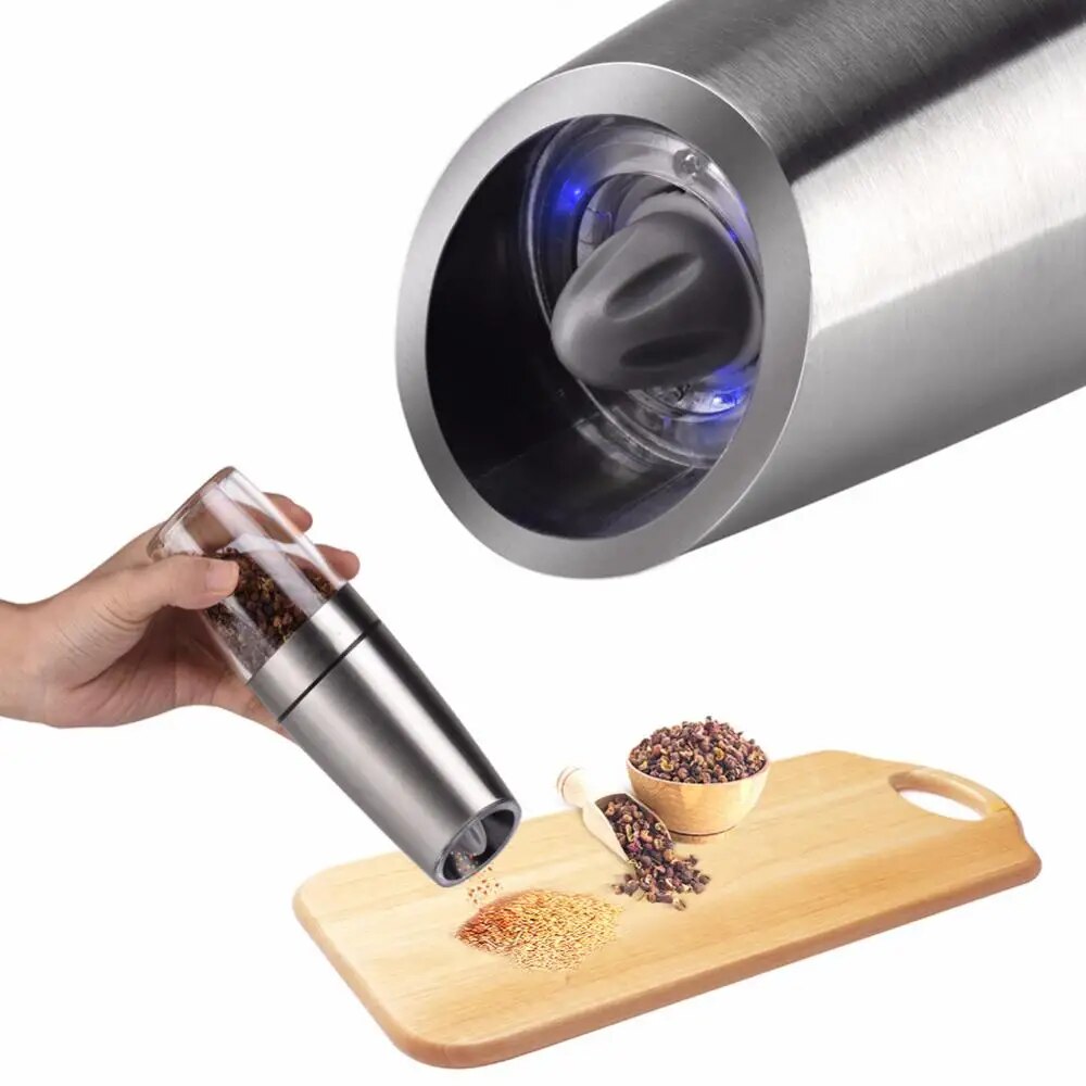 Electric Pepper Grinder Salt Mill Kitchen Seasoning Grinding Automatic Tool Portable Stainless Steel Pepper Grinders