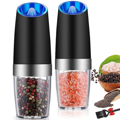 Automatic Salt Pepper Grinder Gravity Spice Mill Adjustable Spices Grinder with LED Light Kitchen Tool Gadget