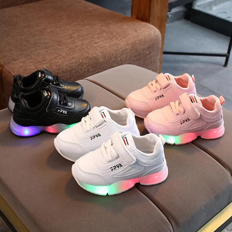 Child Sport Shoes LED Lights Breathable Kids Sneakers with Lights