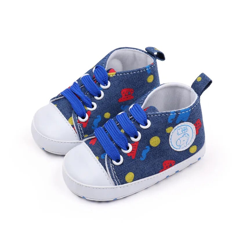 Baby Canvas Shoes High Quality Soft Cotton Anti-slip Lace up Casual Baby Shoes 0-18 Month 2023 New