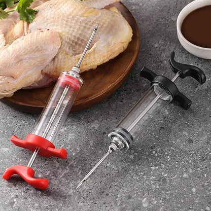 Meat Syringe Marinade Injector with Stainless Steel Needles Turkey Chicken Syringe Sauce Injection Kitchen Tools Accessories