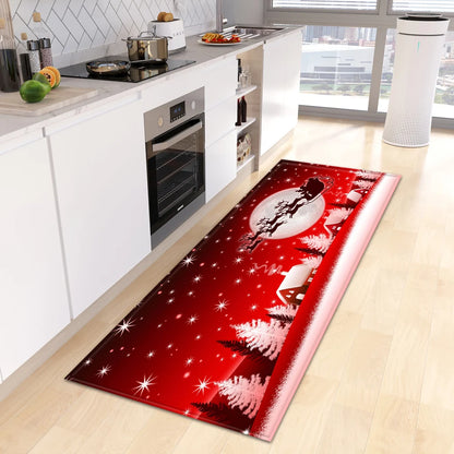 Christmas Floor Mat Anti-Slip Foot Rug Decoration Living Room Corridor Balcony Rugs