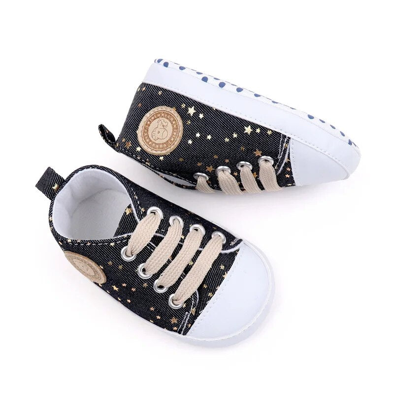 Newborn Baby Boy Shoes Fashion Baby Canvas Sneaker Shoes Lace Up Baby Girls Shoes Toddler Infant Baby Cribs Shoes First Walkers