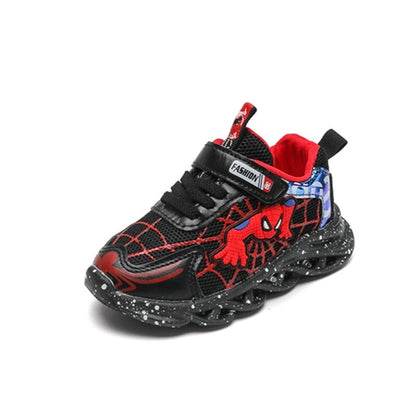 Kids Casual Shoes Led Light Luminous Children Cartoon Disney Spiderman Toddler Running Sport Breathable Shoes