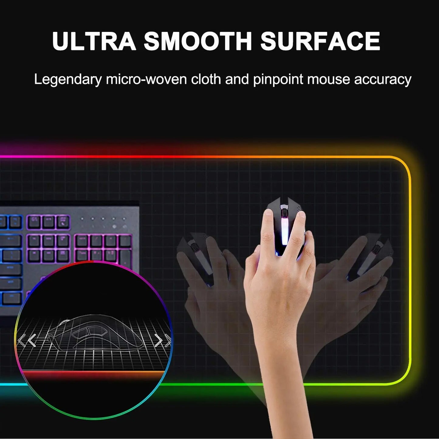 RGB Large Gaming Mouse Pad Non-Slip Rubber Base Mouse Mat Oversize Glowing Led Extended Mousepad Keyboard Pad Desk Mat