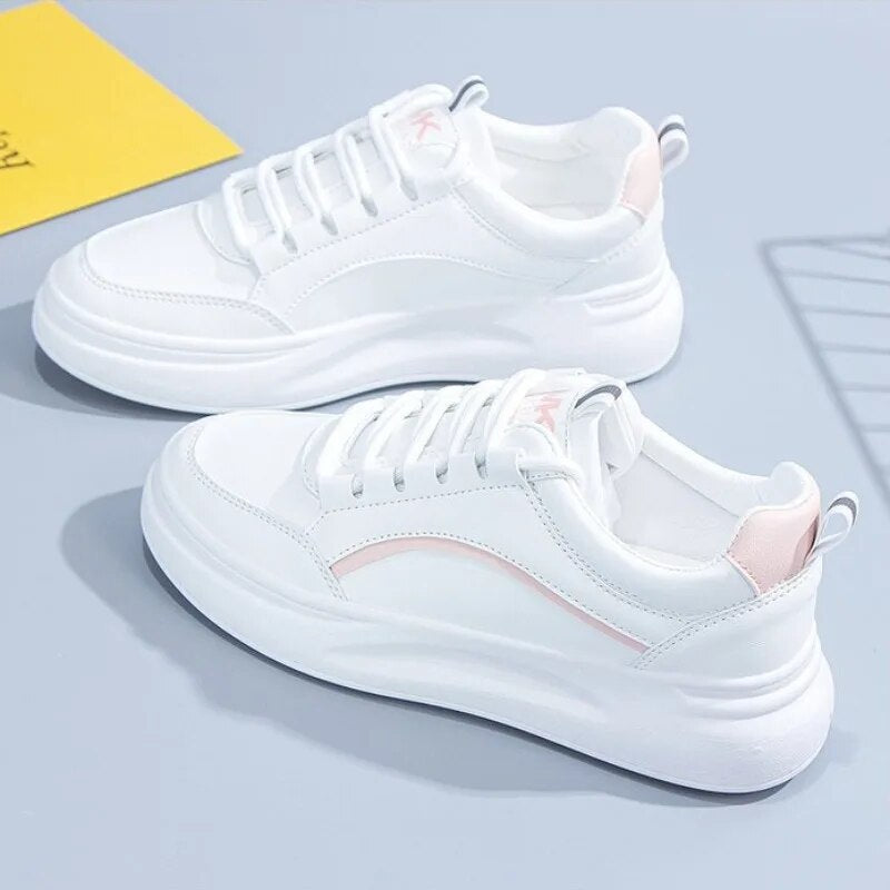 White Sneakers Thick-soled Sport Shoes Casual Vulcanize Shoes