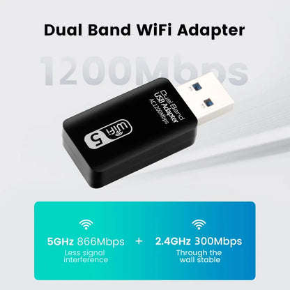 1200Mbps 5Ghz Wifi USB Wifi Adapter USB 3.0 Wi-fi Adapter Ethernet Wi Fi Antenna Dual Band 2.4G&5G Wifi Module For PC Laptop