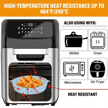 Single or 2Pcs Air Fryer Silicone Basket Silicone Mold Airfryer Oven Baking Tray Pizza Fried Chicken Basket Silicone Molds for Air Fryer