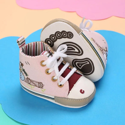 0-18 M Newborn Boy And Girl Shoes First Walker Baby Shoes Soft Non Slip Sole Fashion Color matching Casual Canvas Children Shoes