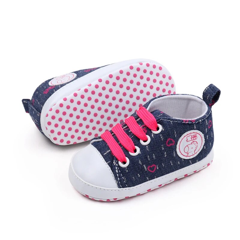 Baby Canvas Shoes High Quality Soft Cotton Anti-slip Lace up Casual Baby Shoes 0-18 Month 2023 New