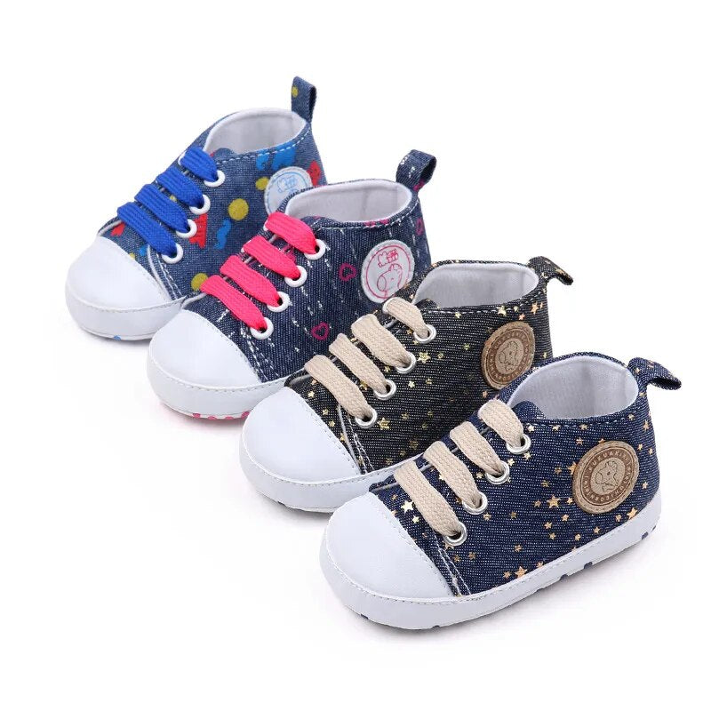 Newborn Baby Boy Shoes Fashion Baby Canvas Sneaker Shoes Lace Up Baby Girls Shoes Toddler Infant Baby Cribs Shoes First Walkers