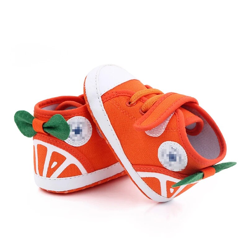 Baby Canvas Shoes Soft Cotton Anti-slip Toddler Prewalking Ankle Boots Cute Dots and Fruits Design Baby Casual Shoe High Quality