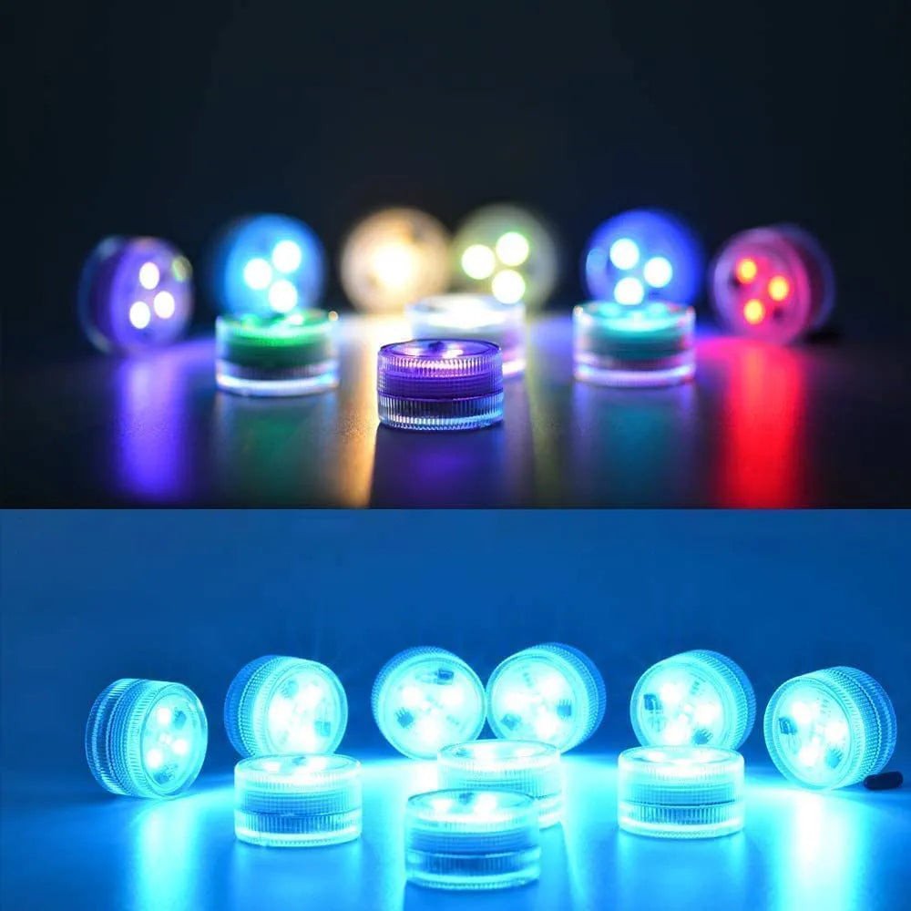 Submersible Mini Led Lights with Remote Small Underwater Tea Lights Candles Waterproof Operated Vase Pool Pond Lantern Lighting