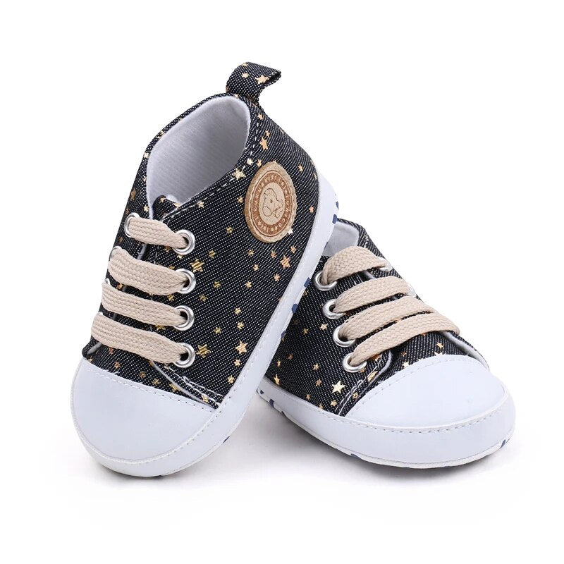 Baby Canvas Shoes High Quality Soft Cotton Anti-slip Lace up Casual Baby Shoes 0-18 Month 2023 New