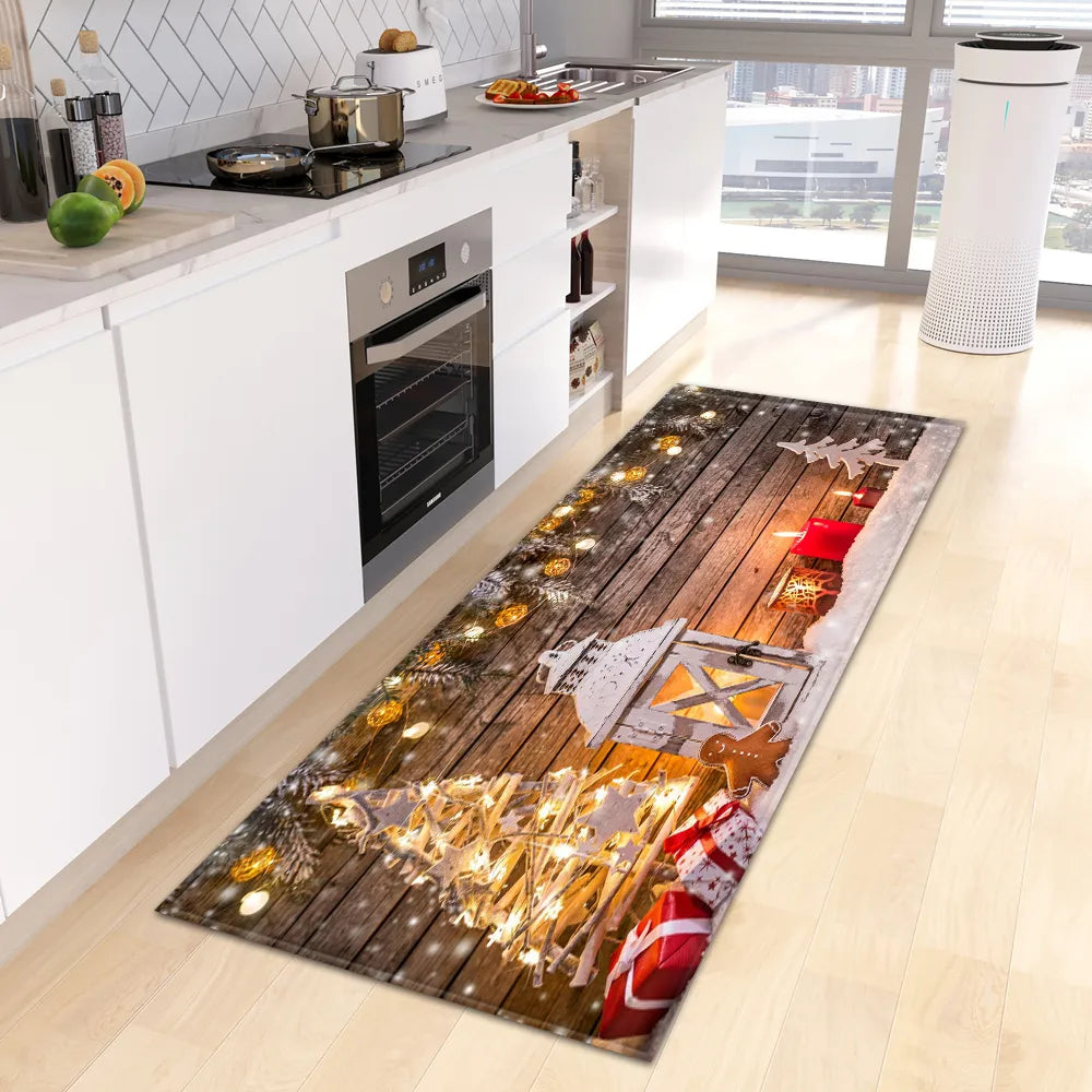 Christmas Floor Mat Anti-Slip Foot Rug Decoration Living Room Corridor Balcony Rugs