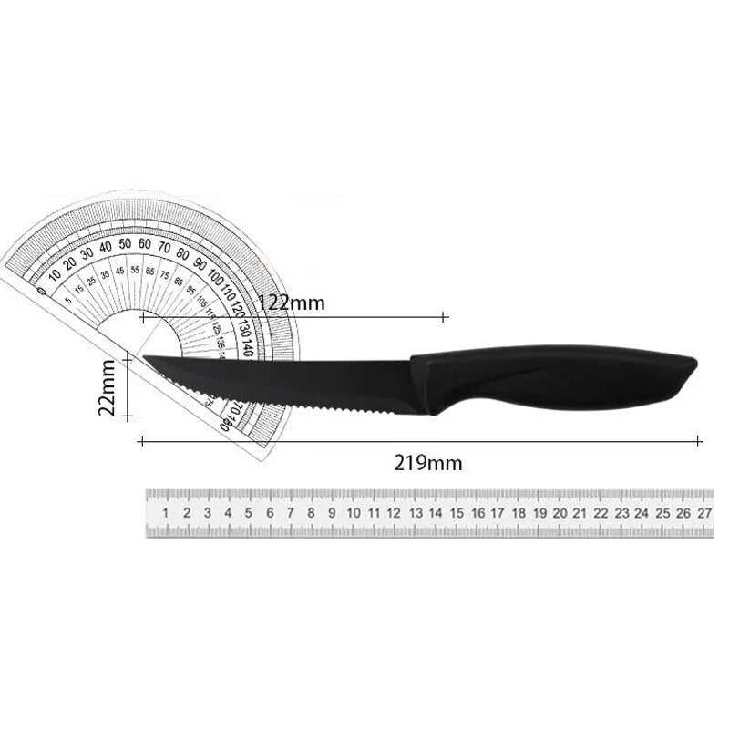 Steak Knife Set Stainless Steel Serrated 4/6/8Pcs High Quality Dinnerware Ergonomic Handle Black