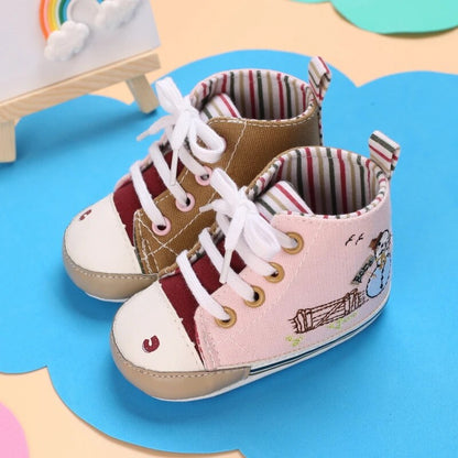 0-18 M Newborn Boy And Girl Shoes First Walker Baby Shoes Soft Non Slip Sole Fashion Color matching Casual Canvas Children Shoes