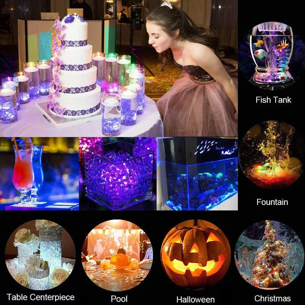 Submersible Mini Led Lights with Remote Small Underwater Tea Lights Candles Waterproof Operated Vase Pool Pond Lantern Lighting