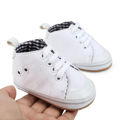 VISgogo Baby Casual Shoes Sneakers Contrast Color Cute Baby Flats Infant Walking Canvas Shoes for Newborn Girl Boys 0-12M