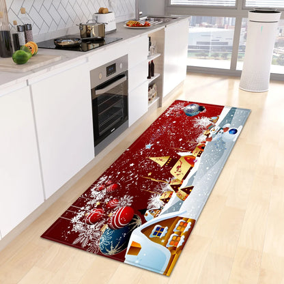 Christmas Floor Mat Anti-Slip Foot Rug Decoration Living Room Corridor Balcony Rugs