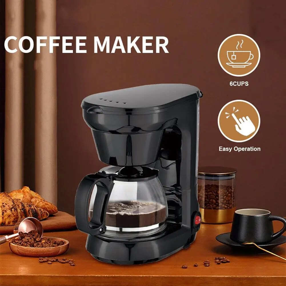 650w Automatic Drip Coffee Maker 750ml Large Capacity Espresso Machine 6-Cup Coffeemaker With Thermostatic Base