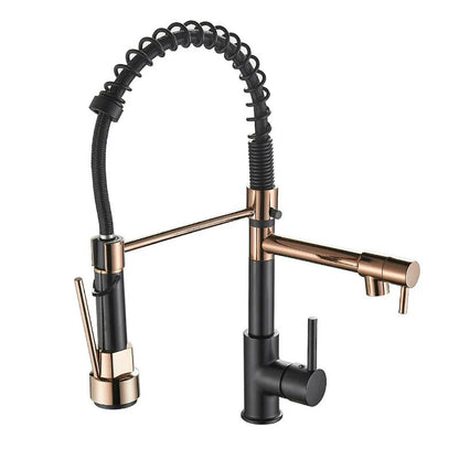 Pull Down Kitchen Faucet Kitchen Sink Faucet with Sprayer 2-spout Single-Handle Control Rotate 360 Degrees Brushed Nicke