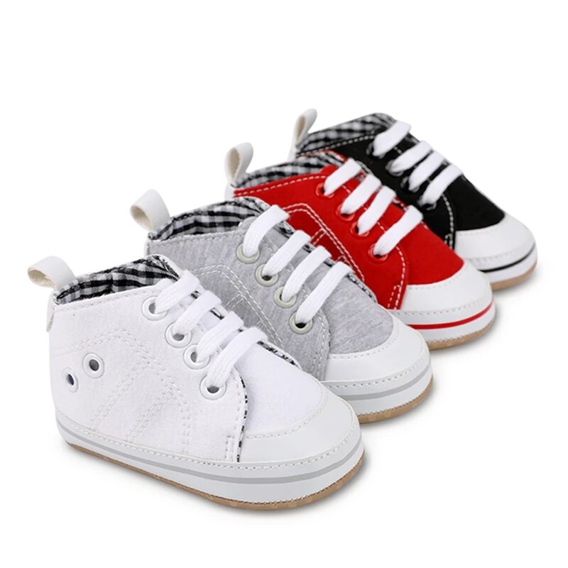 VISgogo Baby Casual Shoes Sneakers Contrast Color Cute Baby Flats Infant Walking Canvas Shoes for Newborn Girl Boys 0-12M