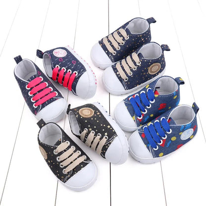 Baby Canvas Shoes High Quality Soft Cotton Anti-slip Lace up Casual Baby Shoes 0-18 Month 2023 New