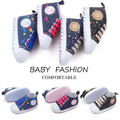 Baby Canvas Shoes High Quality Soft Cotton Anti-slip Lace up Casual Baby Shoes 0-18 Month 2023 New