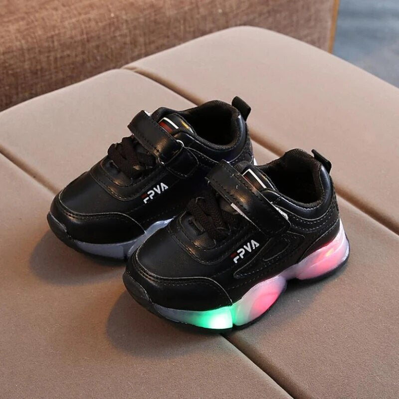 Child Sport Shoes LED Lights Breathable Kids Sneakers with Lights